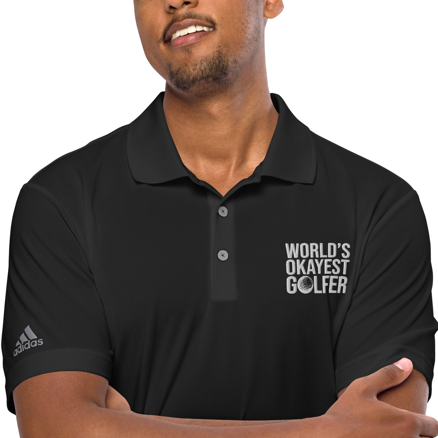 Adidas 'World's Okayest Golfer' Performance Polo Shirt