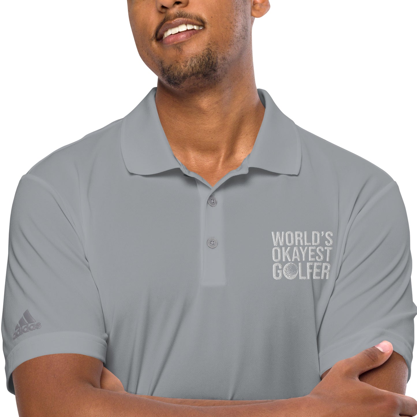 Adidas 'World's Okayest Golfer' Performance Polo Shirt