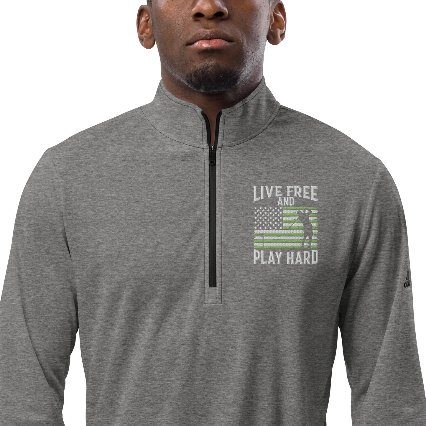 Adidas 'Live Free and Play Hard' 1/4 Zip Golf Pullover (Military Appreciation)