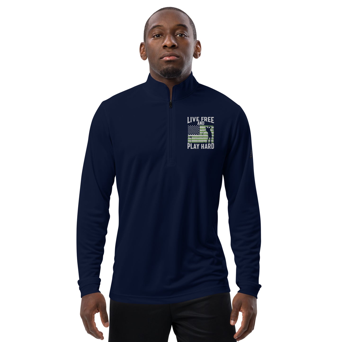 Adidas 'Live Free and Play Hard' 1/4 Zip Golf Pullover (Military Appreciation)