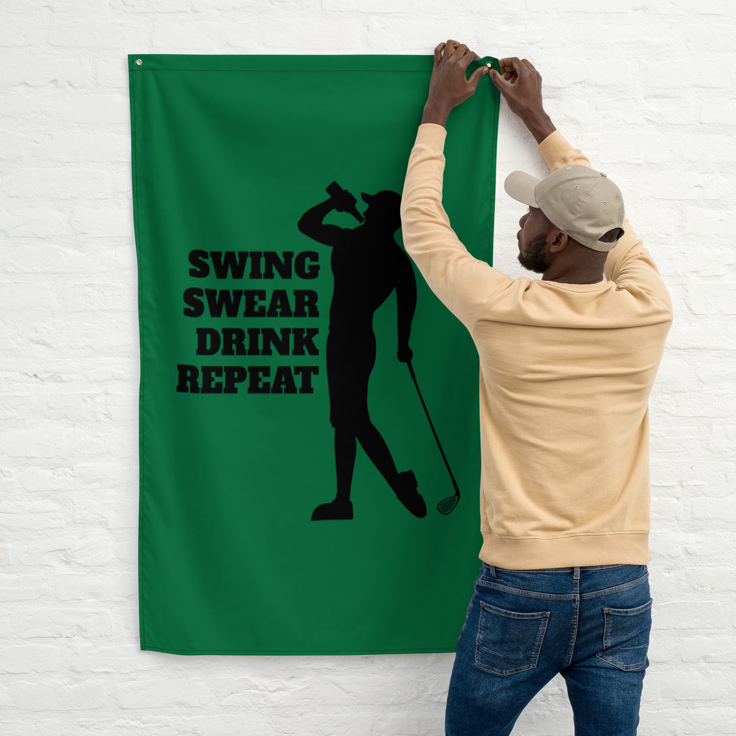 Swing, Swear, Drink, Repeat Man Flag
