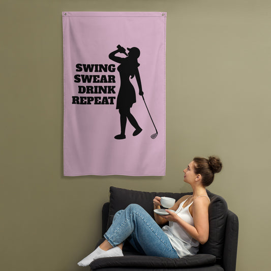 Swing, Swear, Drink, Repeat Woman Flag
