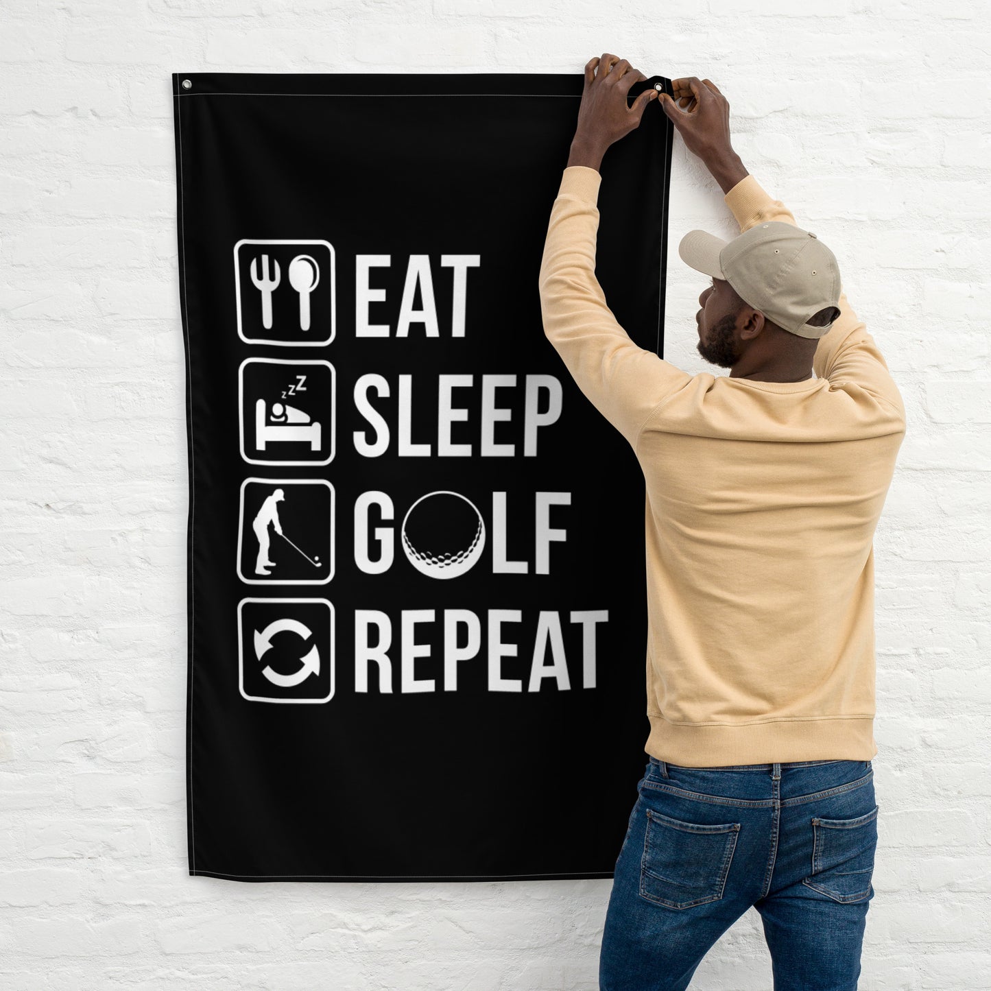 Eat, Sleep, Golf, Repeat Flag