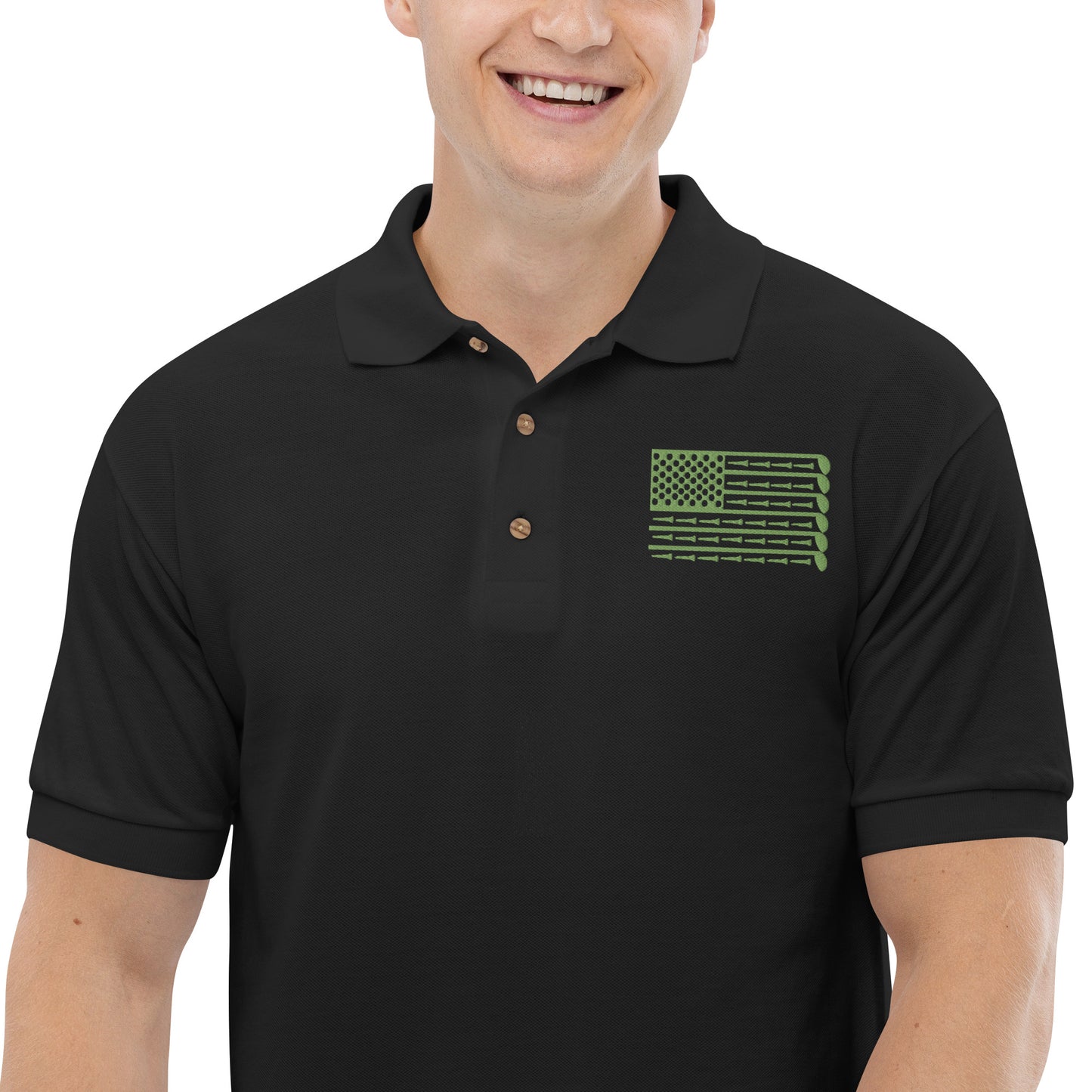 Army Green American Flag Polo Shirt