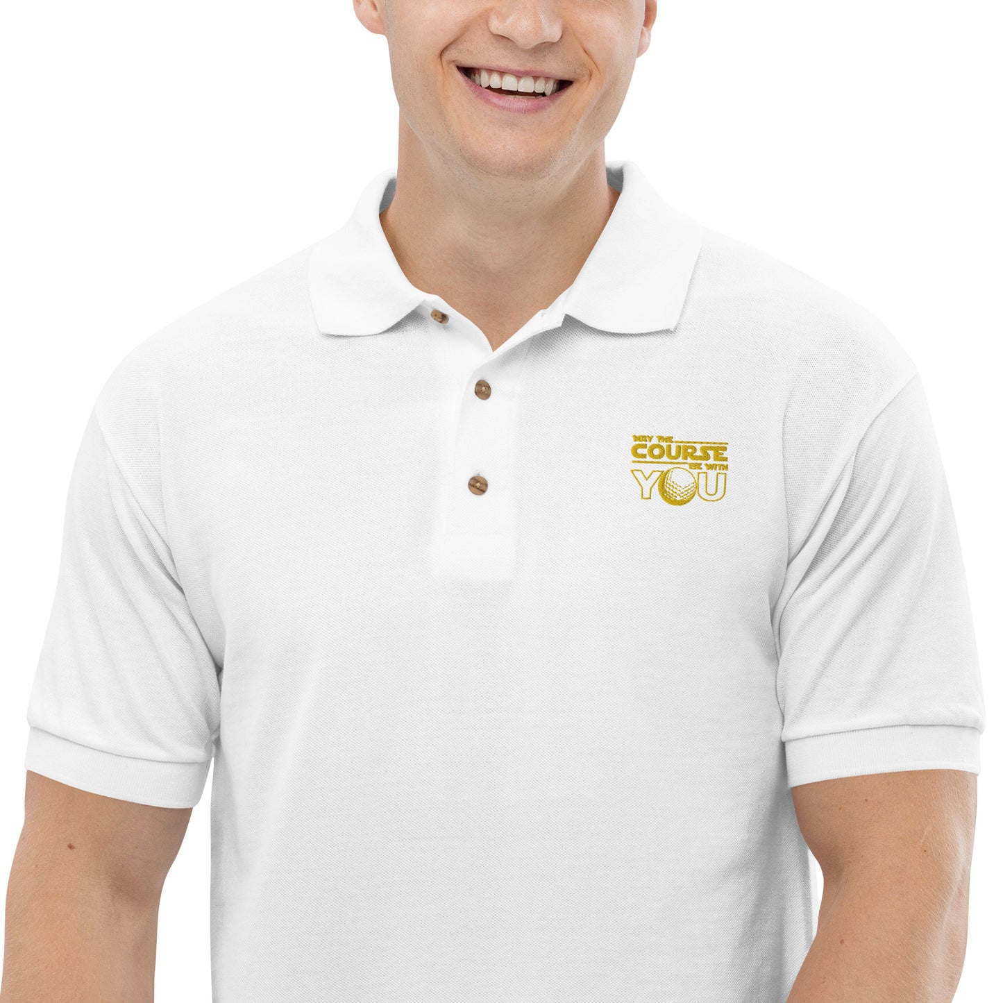 May The Course Be With You Polo Shirt (Yellow Lettering)