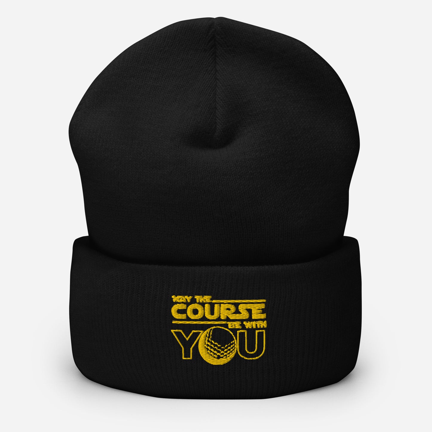 May The Course Be With You Beanie (Black with Yellow Lettering)