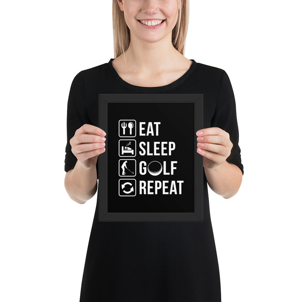 Eat, Sleep, Golf, Repeat Framed Poster