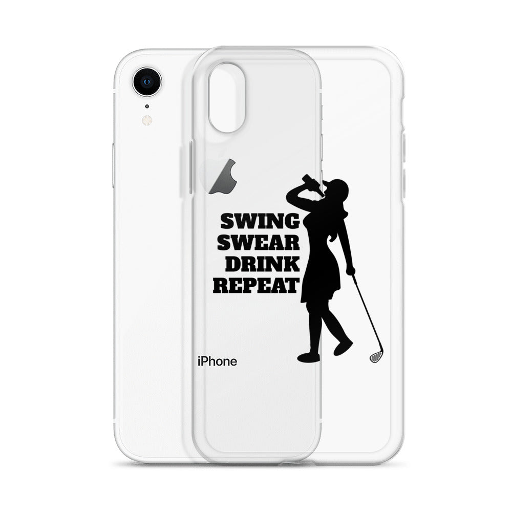 Swing, Swear, Drink, Repeat Woman iPhone Case