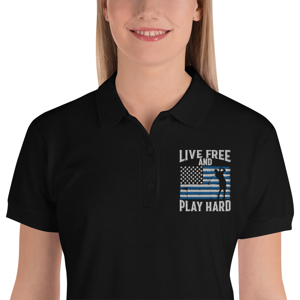 Live Free and Play Hard Women's Polo Shirt (Police Appreciation)